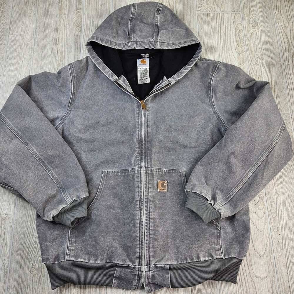 VTG Carhartt J25 MTL Active Jacket Large Tall Grey Gray Duck Thermal Distressed